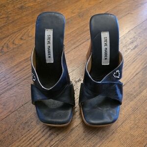 Steve Madden Black Mules with Rhinestone Accent